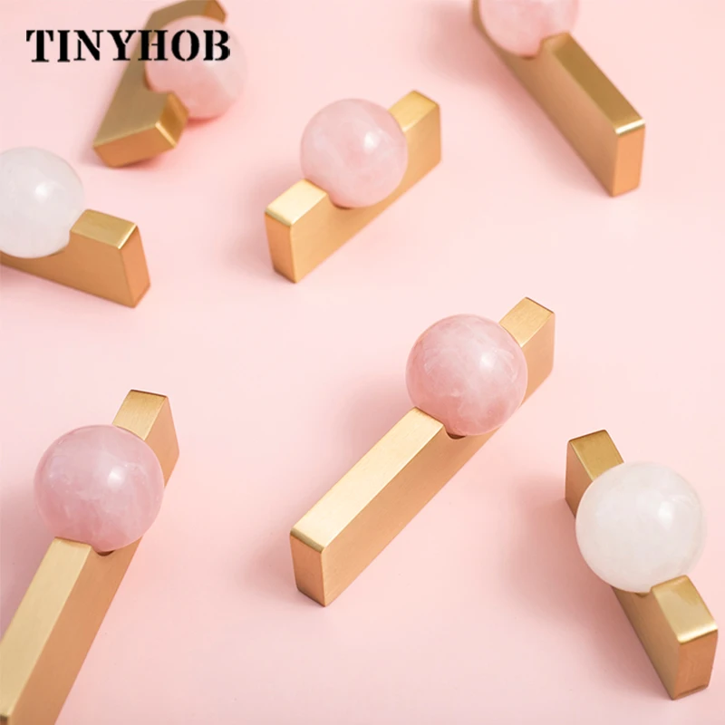 Furniture Hardware Drop Pulls - Белый хрустальный шар + латунные мебельные